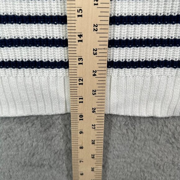 J. Crew Striped Button Mockneck Cotton Pullover Sweater White Blue XXL - Picture 7 of 10
